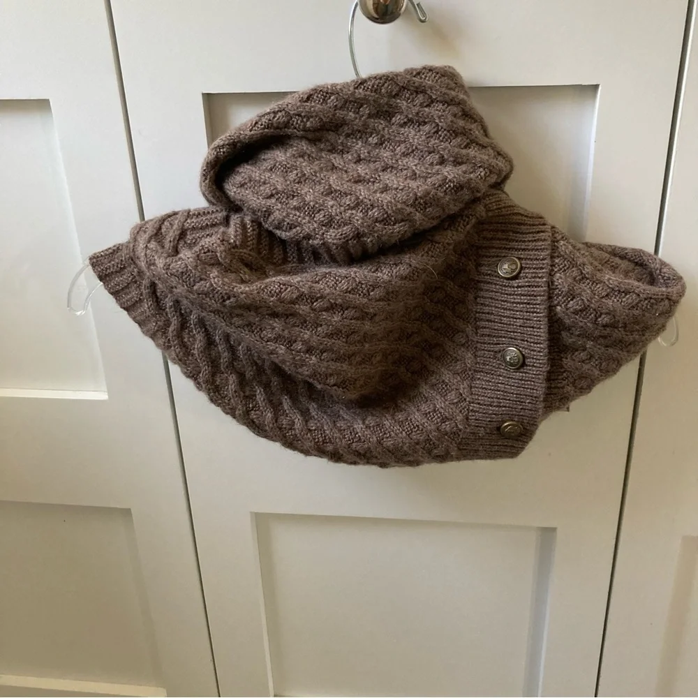 Taupe Sweater Scarf With Metal Button Detail